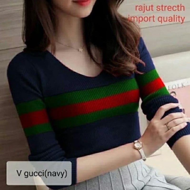 KBS Baju atasan wanita terbaru lengan panjang V Neck GC