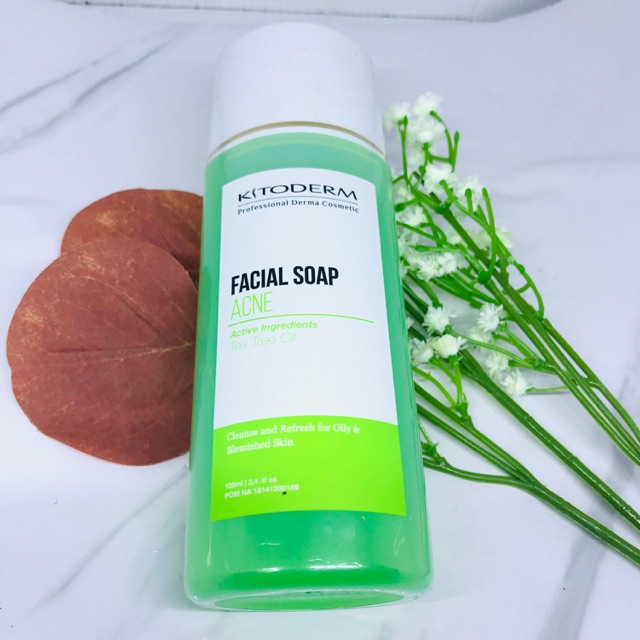 Kitoderm Facial Soap Acne Tea Tree Oil (Hijau)  - sabun muka berjerawat