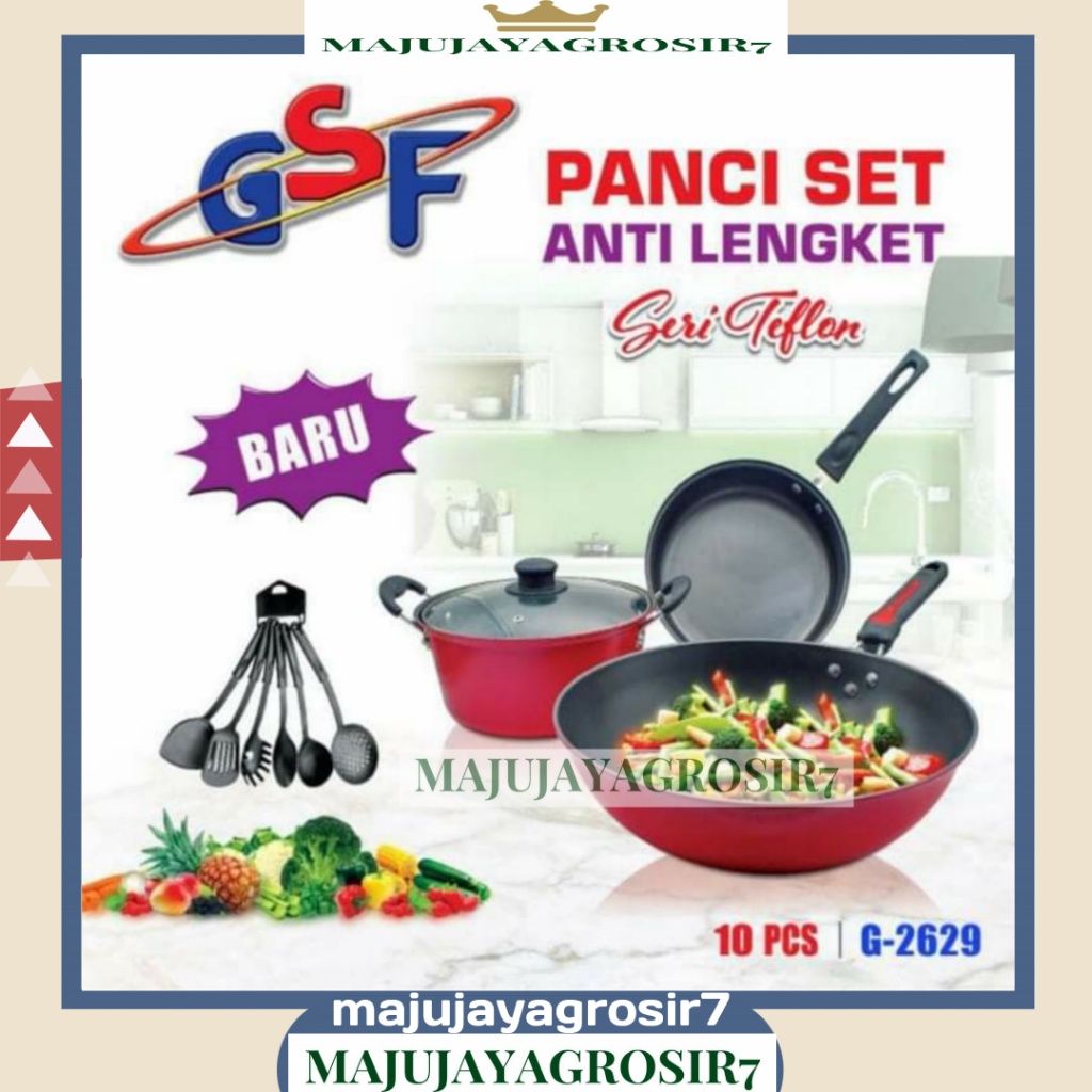 PANCI SET GSF G-2629 / PANCI SET SPATULA GSF 2629 / PANCI SET SERI TEFLON SPATULA 10PCS GSF 2629 / P
