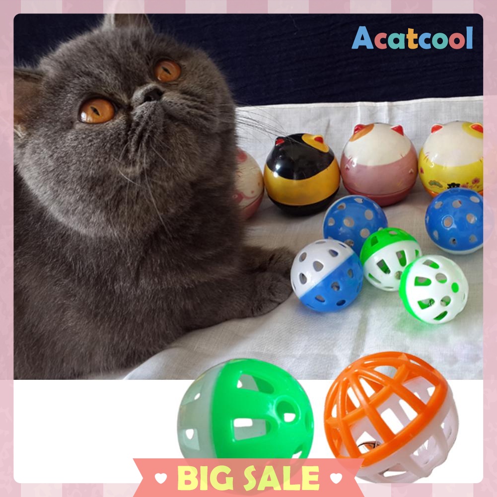 18Pcs Pet Cat Kitten Play Balls With Jingle Bell Pounce Chase Rattle Toy