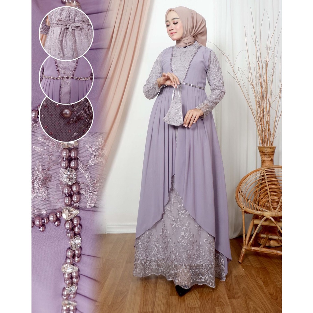 Gamis Pesta / Kebaya Modern Original / Fashion Muslimah / Kebaya Wisuda / Gamis Maura / Seragaman Pesta Terbaru / Kebaya Wanita Remaja / Pakaian Muslimah