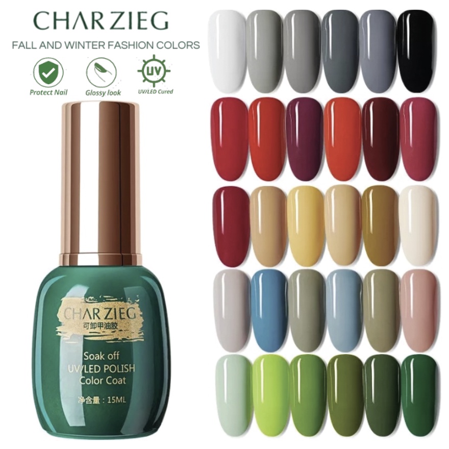 (51-100) CHARZIEG Kutek Soak Off Gel 15 ml Halal UV Polish Cat Kuku Tahan 2 Bulan KU007