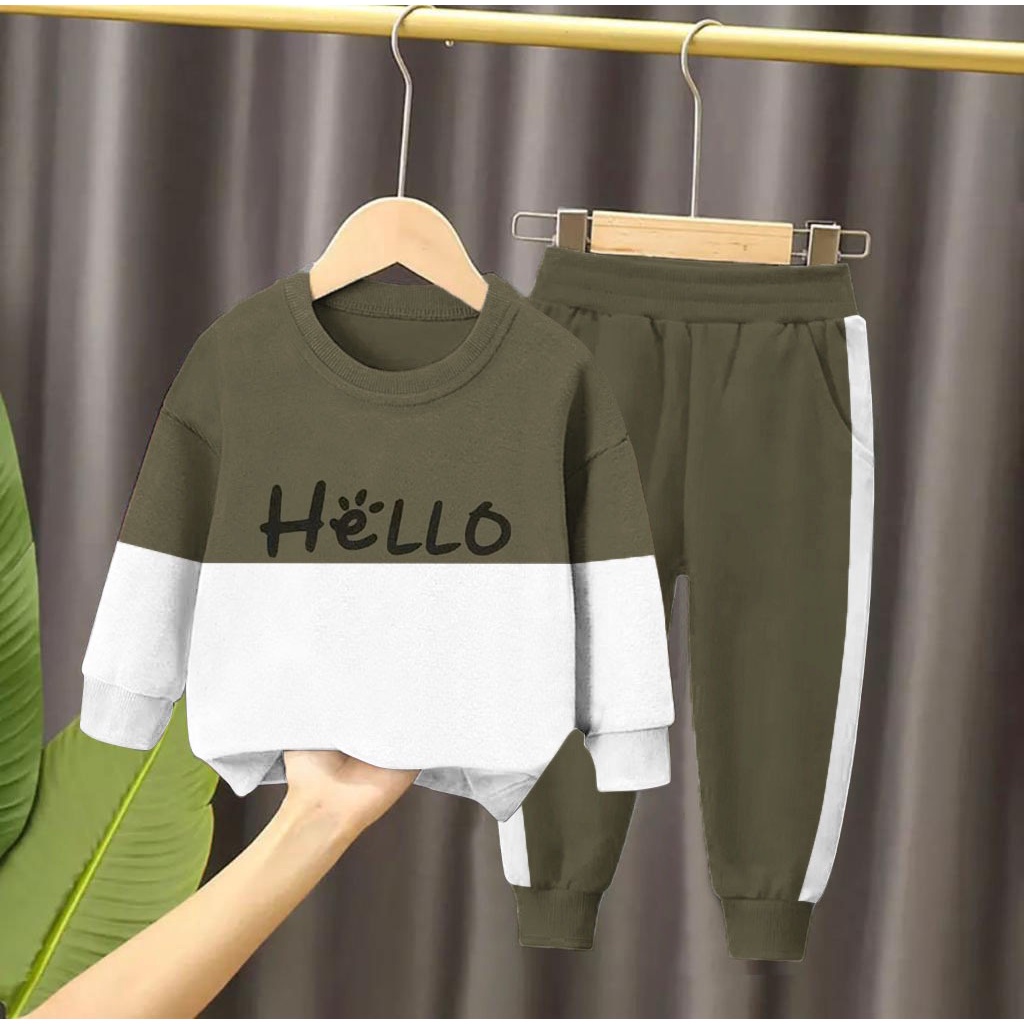 SETELAN SWEATER ANAK SETELAN ANAK LAKI LAKI PEREMPUAN UMUR 1-5 TAHUN SETELAN HELLO BAJU PAKAIAN ANAK SWEATER ANAK MUSIM DINGIN ATASAN ANAK PAKAIAN ANAK TERBARU SETELAN ANAK TERMURAH