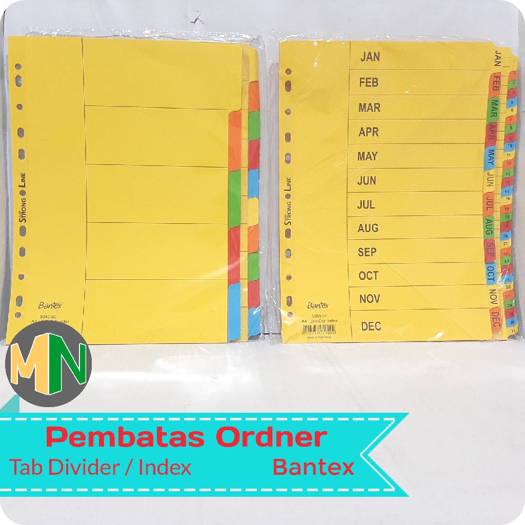 

Pembatas Ordner Cardboard Tab Divider & Indexes A4 Bantex