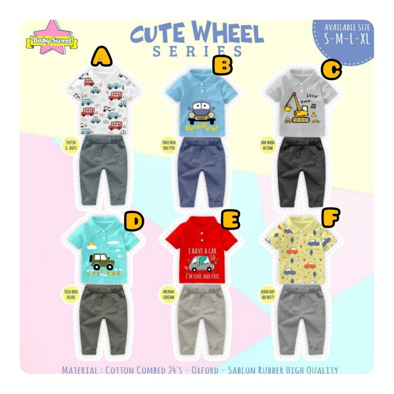 Cute Wheel Series / Cute Wheel Baby Sweet / Setelan Anak Baby Sweet / Setelan Anak Laki-Laki / Setel