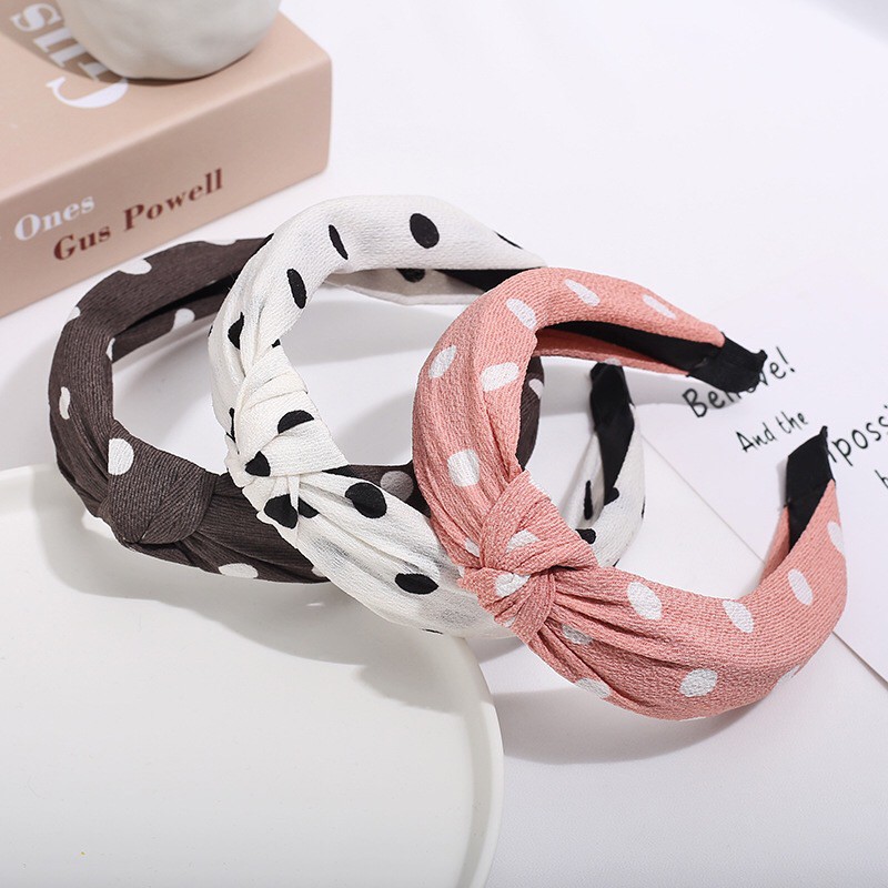 JOS0019 Bando Korea Polos Polkadot Bandana Korea Aksesoris Rambut Wanita