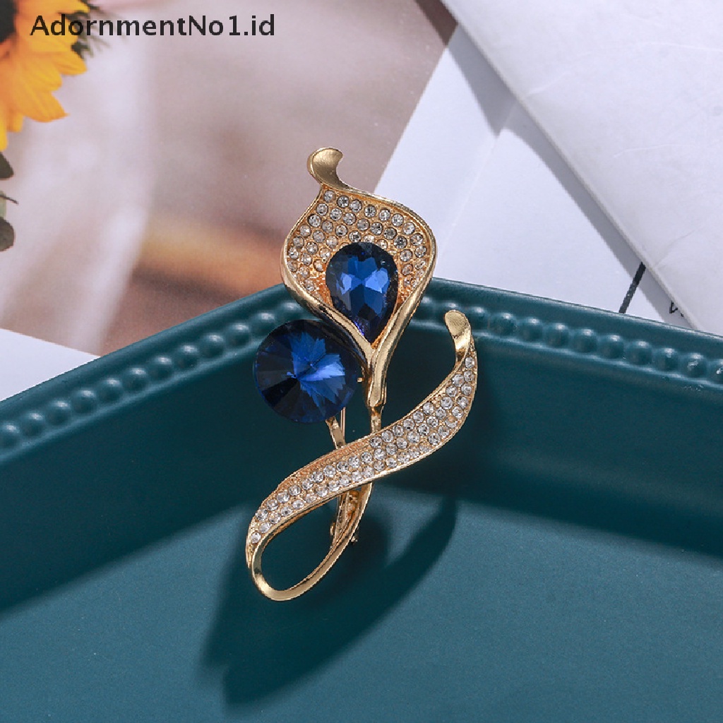 (AdornmentNo1) Bros Pin Desain Bunga Morning Glory Hias Kristal Biru Berlian Imitasi Untuk Pria / Wanita