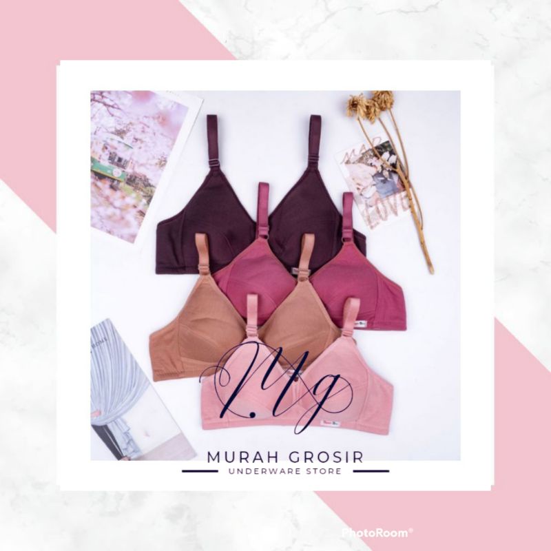 MG - GROSIR 6 PCS (SETENGAH LUSIN) BRA ESSE SPORT MULTICOLLOR BUSA TIPIS TANPA KAWAT BH ESSE SPORT M