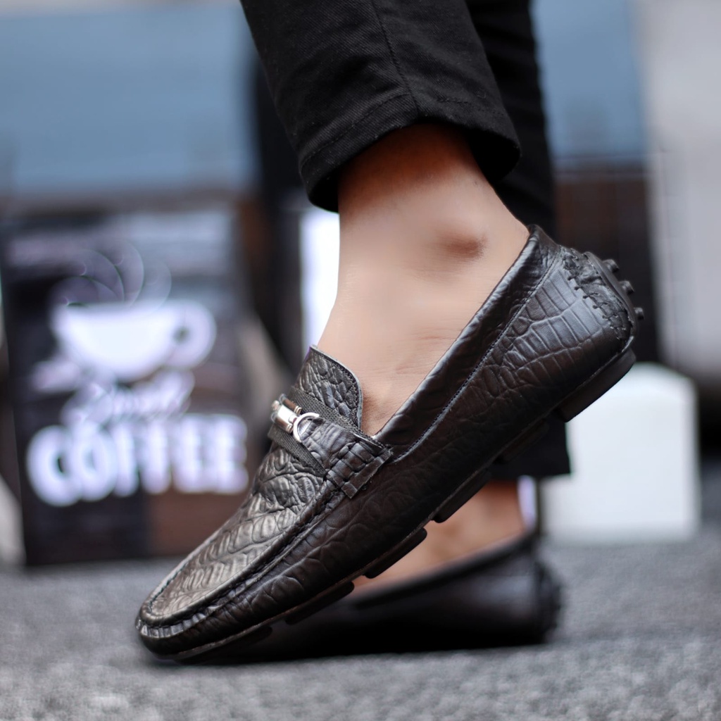 Abrhm Mokas - Sepatu Formal Pantofel Pria Hitam Kulit Asli Kerja Kantor