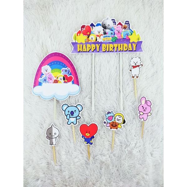 cake topper/topper kue BT21/hiasan kue BT21 XTRA