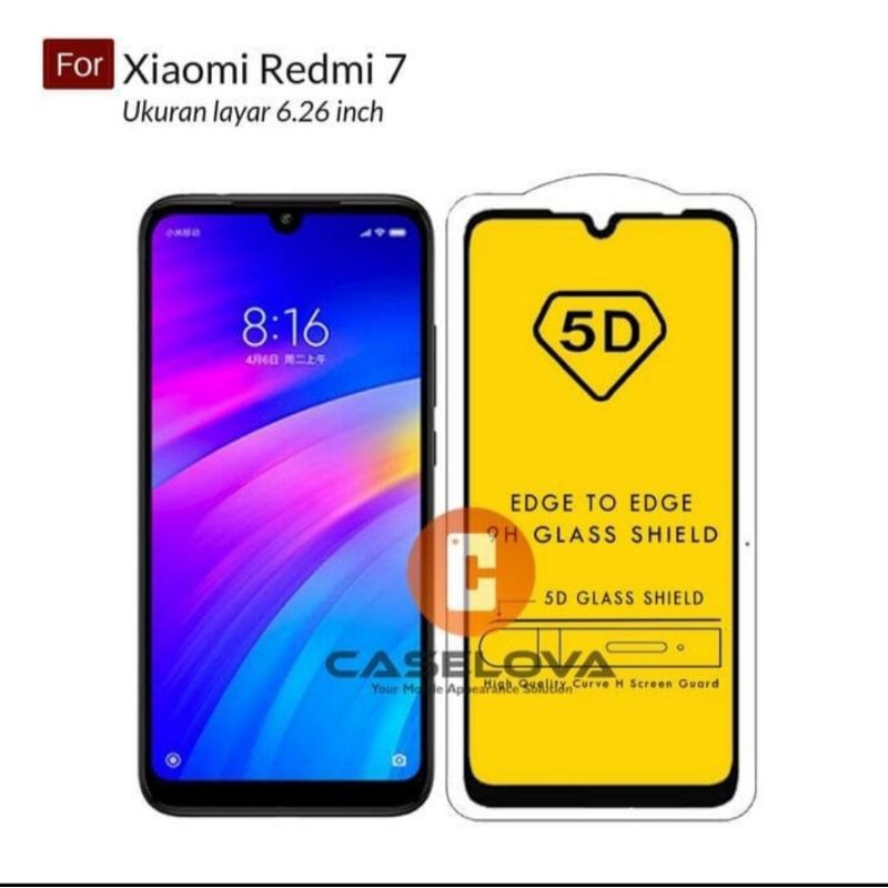 Tempered Glass Full Lem Xiaomi Redmi 7 + Tg Camera Lensa 2in1