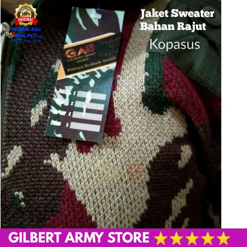 GILBERT ARMY STORE Sweater Loreng Kopasus Rajut Jaket Kopassus Pria Wanita Motif Camo Militer Tni Grosir Murah Kualitas Premium Terbaru