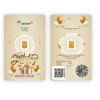 Logam Mulia Microgold ANTAM x Hartadinata Abadi 0.25 gram 0,25 LM emaskita Mini Gold Emas 24K (BIRTHDAY GOLD)