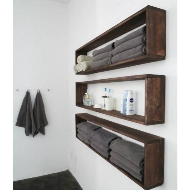 RAK GANTUNG JATI BELANDA KOTAK PANJANG DEKORASI RUMAH HIASAN DINDING