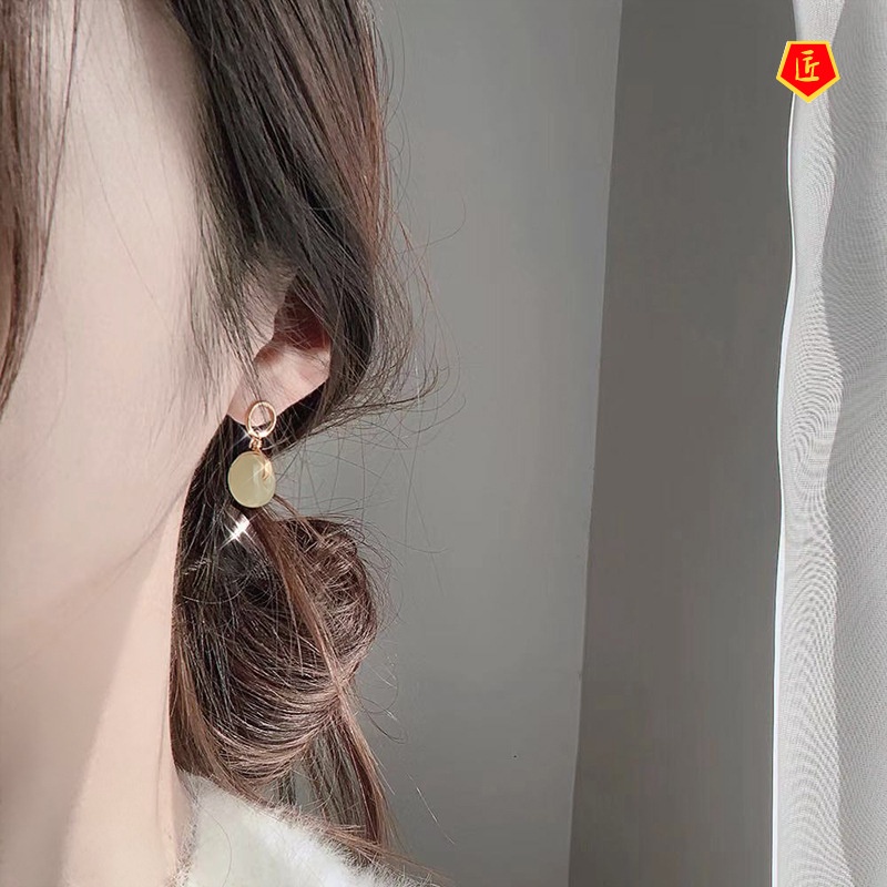 [Ready Stock]Peace Buckle Hetian Jade Earrings Retro Affordable Luxury