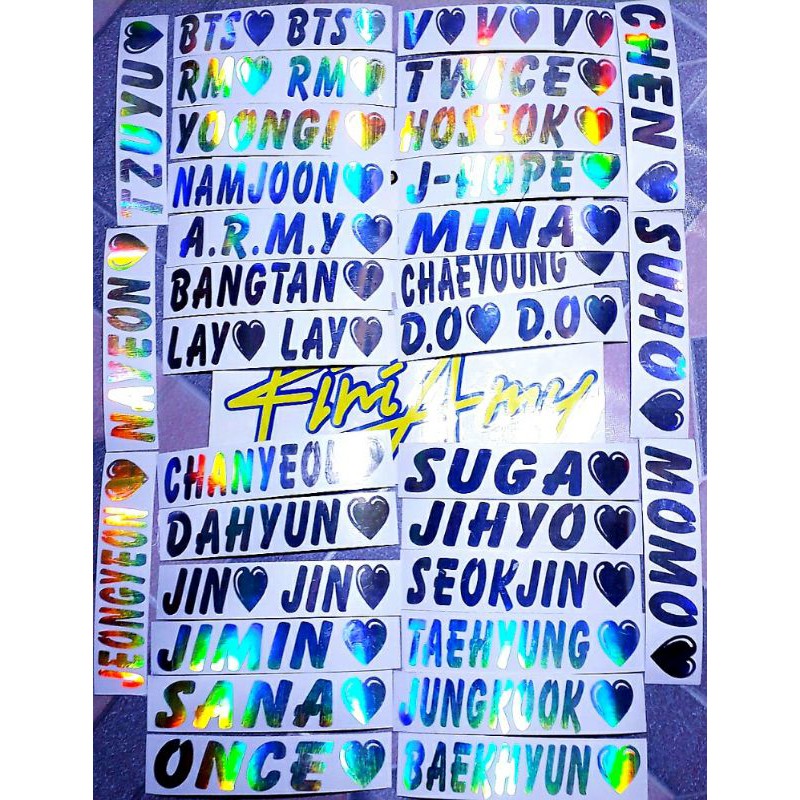 Cutting Sticker Nama Artis K-Pop Atau Custom Nama Anda | Sticker Variasi HP, Laptop, Helm, Motor, So