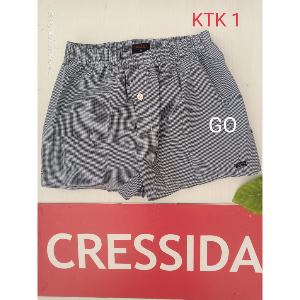 gof CRESSIDA BOXER ECD.36 Celana Dalam Katun Tebal Motif Kotak Catur Salur Celana Boxer Cowok Dewasa