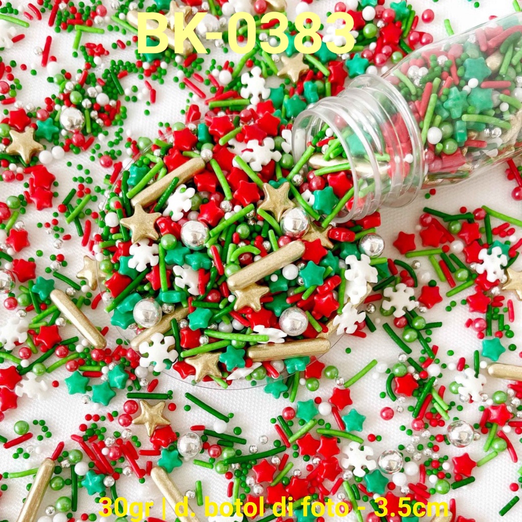 

BK-0383 Sprinkles sprinkel 30gr snowflake bintang natal frozen hijau