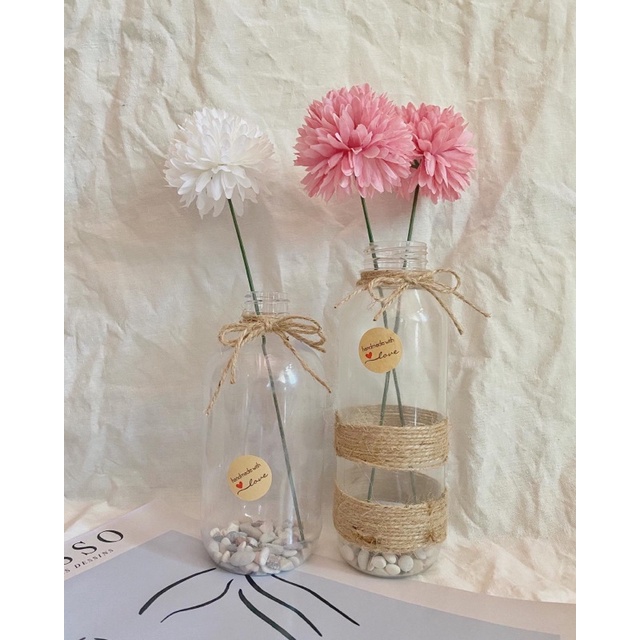 one set vas dan bunga pom pom bunga aesthetic bunga kering bunga artificial bunga dekorasi bunga tam