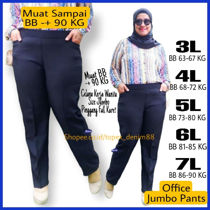 Celana Kerja Wanita Kantor Pinggang Karet Highwaist Jumbo Big Size