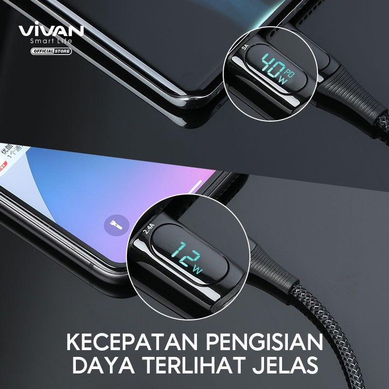 Vivan Kabel Data USB to Type-C, USB to Lightning