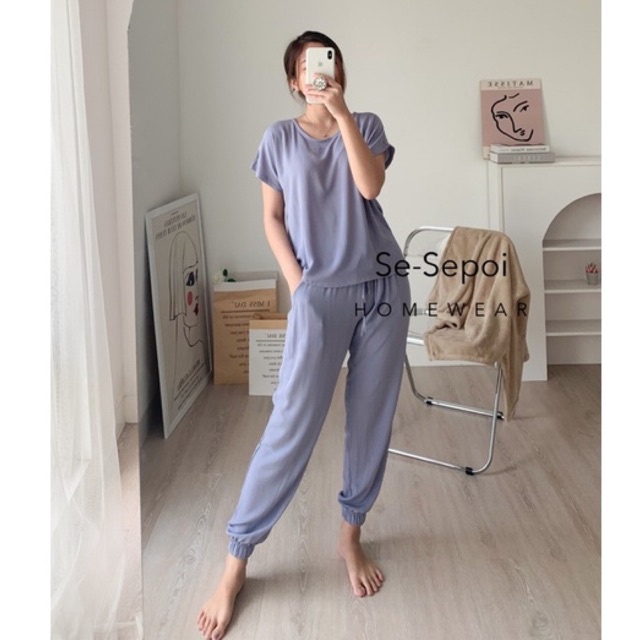 CLOUDY Set Rayon Crinkle Sesepoi / Jogger Pants Set / Piyama Set / Loungewear / Baju muslim