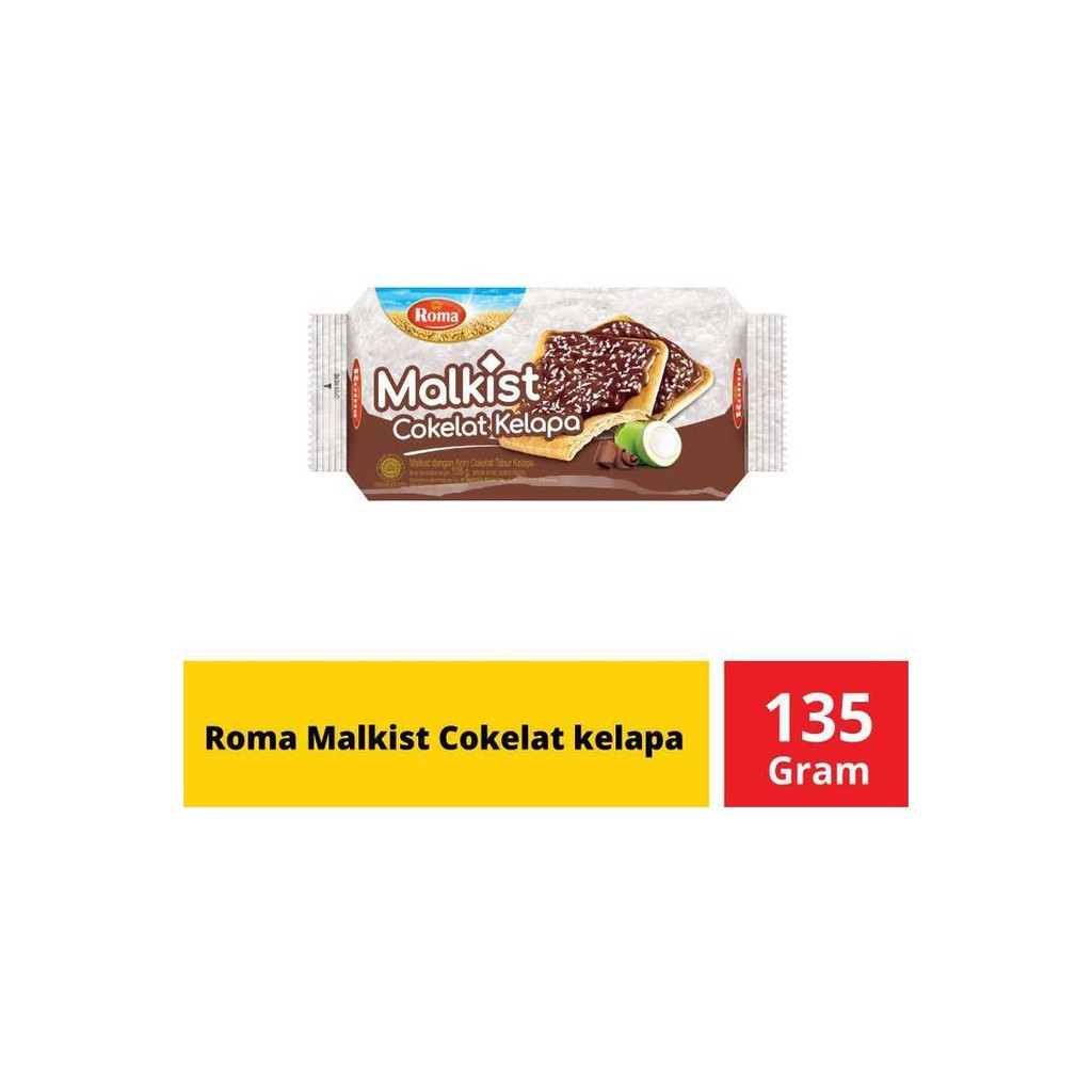 

crackers biskuit roma malkist coklat kelapa 135 gr