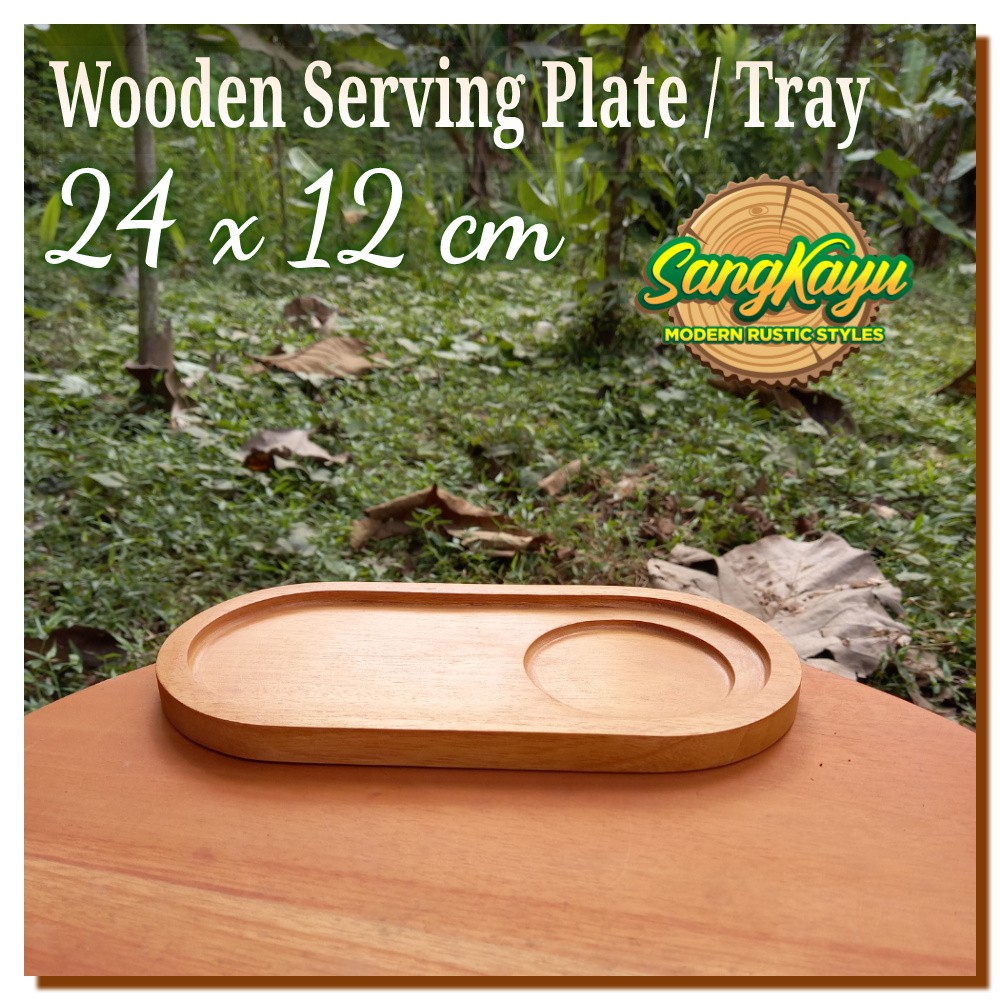 Baki Nampan kayu oval 24x12 Wooden tray plate piring kayu serving tray