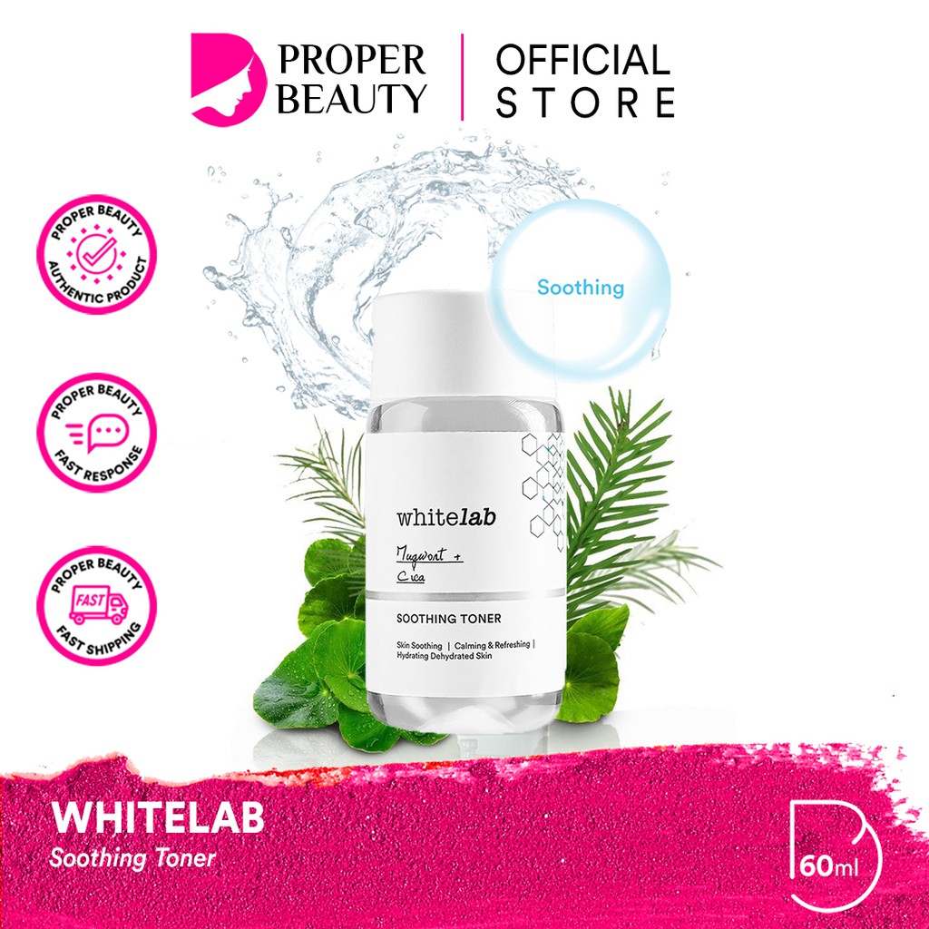 WHITELAB Soothing Toner Indonesia / Facial Wash Hydrating Essence Serum Ampoule Day Night Underarm Eye Cream Sunscreen Clay Mask Masker Gel Body Soap / Face Acne Brightening Mugwort Heartleaf Niacinamide Peeling Calming Paket Wajah Lengkap Sabun Pelembab