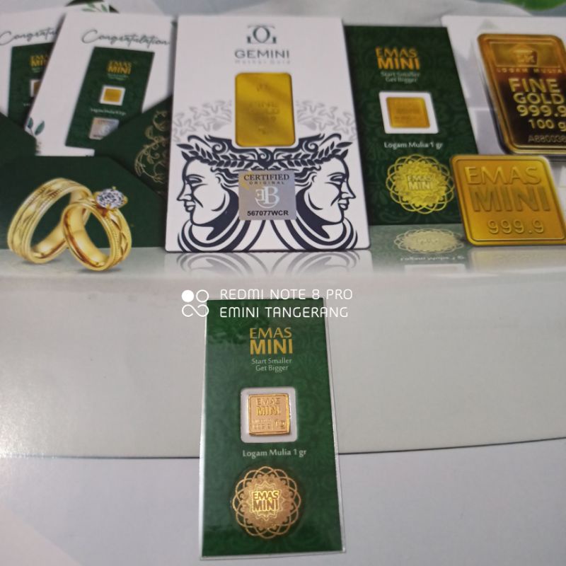 Emas Mini 1gr  / Logam mulia / Emas Batangan 24K + Kwitansi Asli