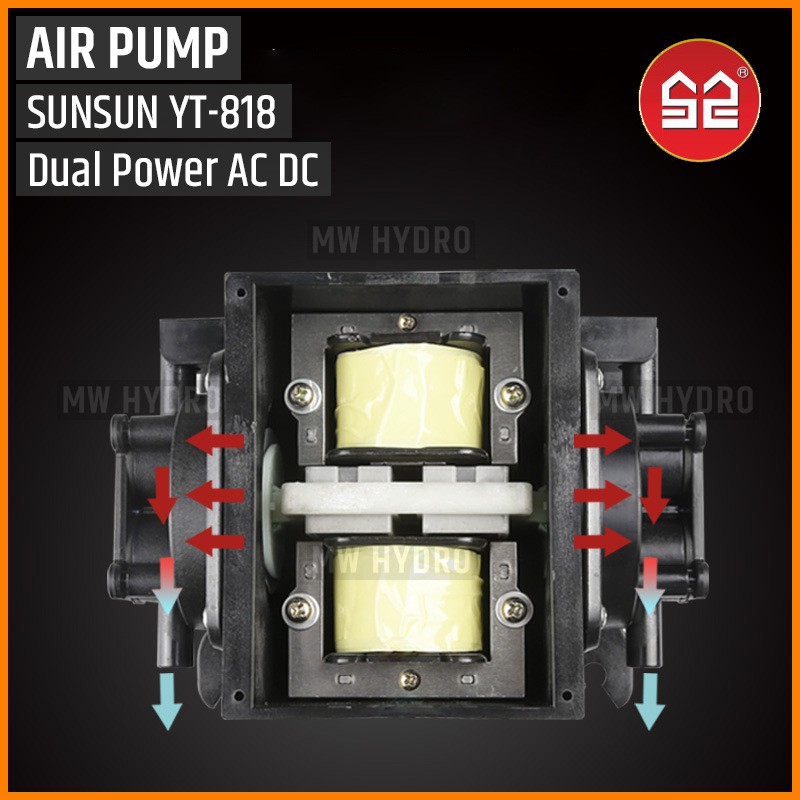 SUNSUN YT-818, AC/DC Air Pump, Aerator / Pompa Udara AC DC YT818