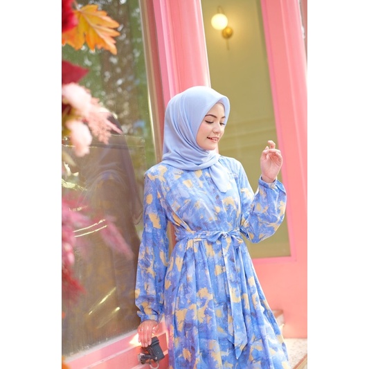 Ounadoutfit LISA dress wanita muslim cantik busui / dress rayon motif / homedress busui motif / dress muslim wanita / dress tosca