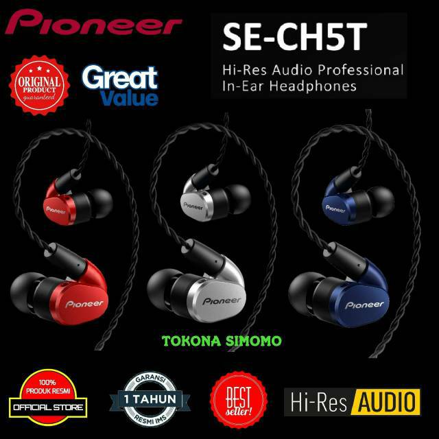 Pioneer Se Ch5t Hi Res In Ear Ergonomic Tangle Resistant Headphones Shopee Indonesia