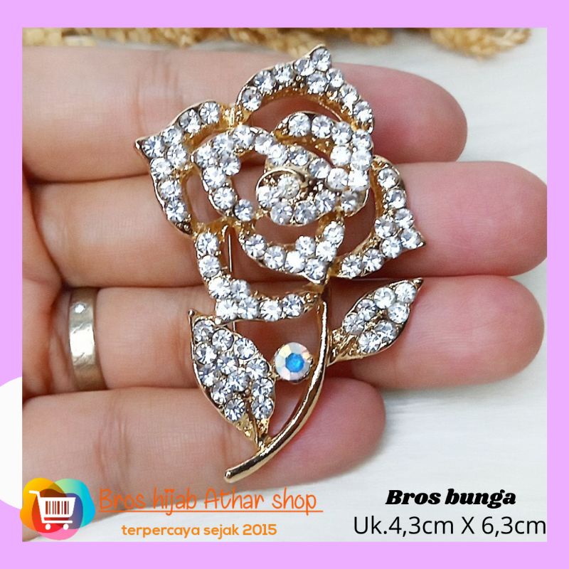 Athar shop COD Bros mutiara kristal fashion korea aksesoris fashion pin bros tuspin-Rossa gold