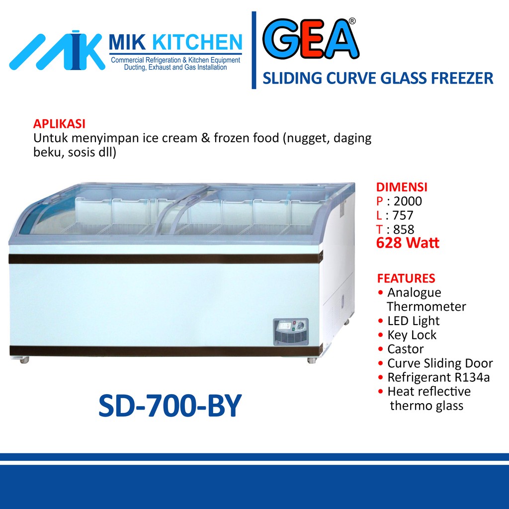 Jual GEA SD700BY ( Sliding Curve Glass Freezer ) Manual Defrost