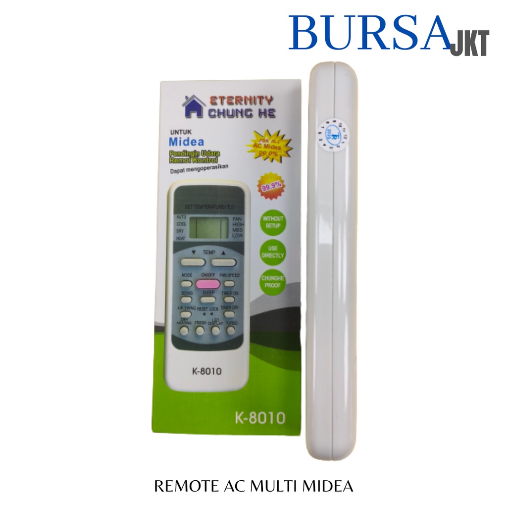 REMOTE REMOT AC MIDEA MULTIFUNGSI SPLIT INVERTER LOW WATT 1/2 - 2 PK 8010 TR