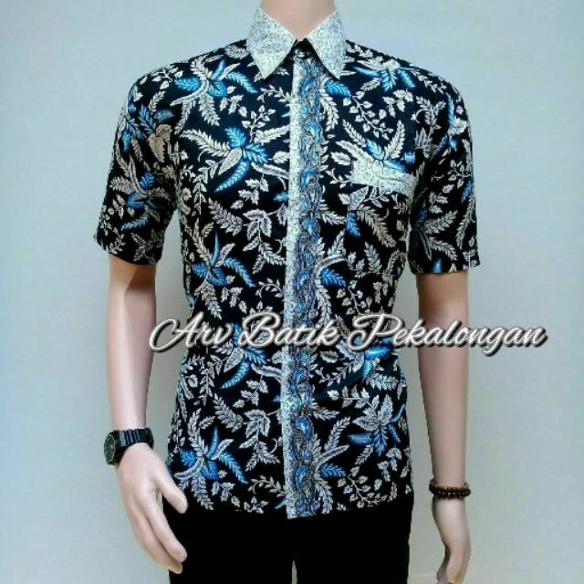 Hem batik pria blarak biru