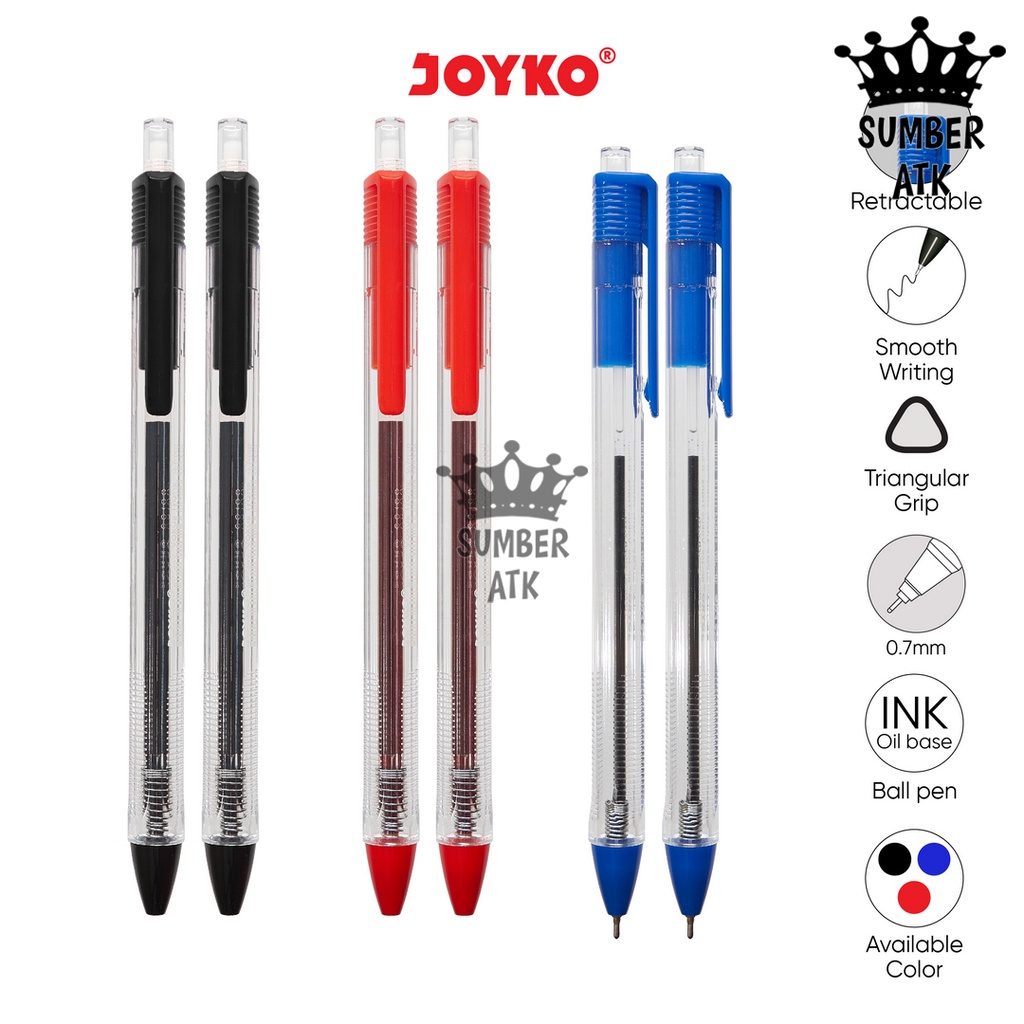 

Ball Pen Pulpen Pena Joyko BP-349 Vokus Trans 0.7 mm Ballpen Black Blue Red