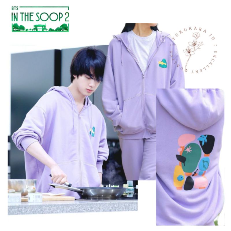 JAKET HOODIE RESLETING JIN BTS IN THE SOOP 2 UNISEX LILAC