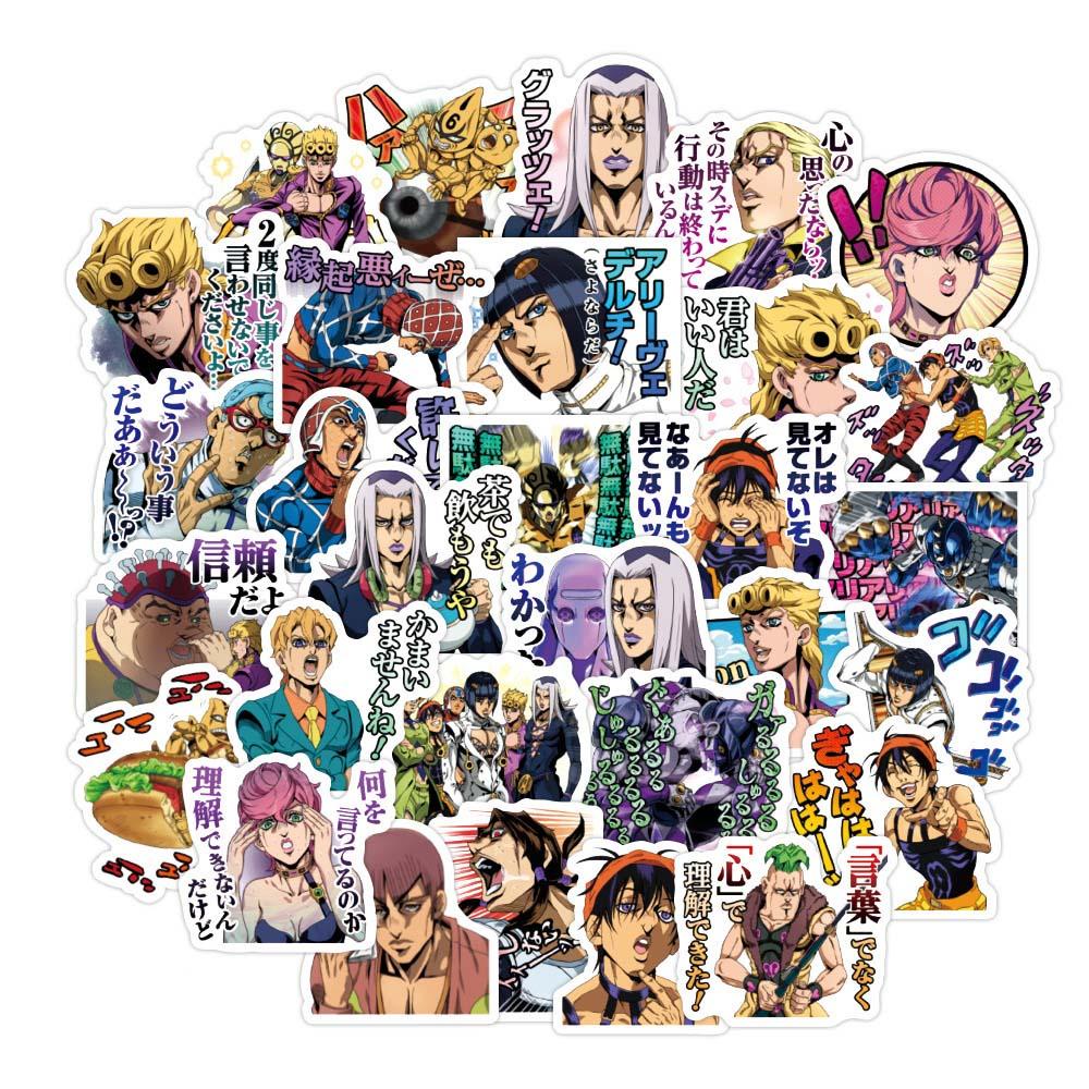 Lanfy JoJo Bizarre Adventure Kartun PVC 40pcs Scrapbooking Gitar Koper Alat Tulis Stiker Untuk Koper Laptop JoJo Fans Koleksi Hadiah Anime Stiker