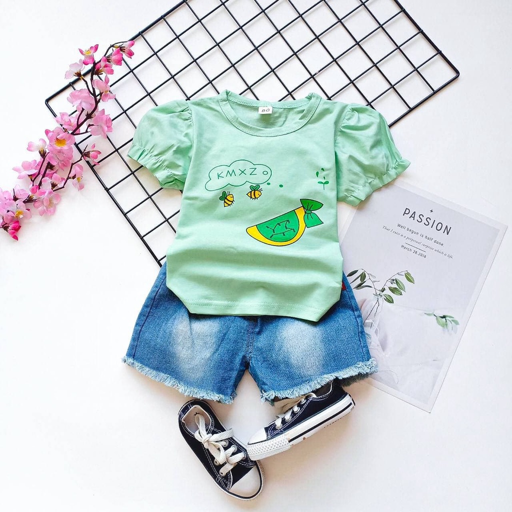 Setelan Anak Cewek Baju Motif Watermelon Baju Celana Import Usia 1-3 Tahun