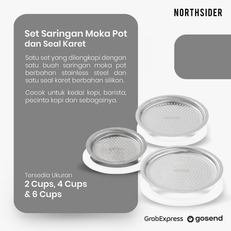 MOKA POT GASKET SEAL FILTER | SARINGAN STAINLESS DAN SEAL KARET