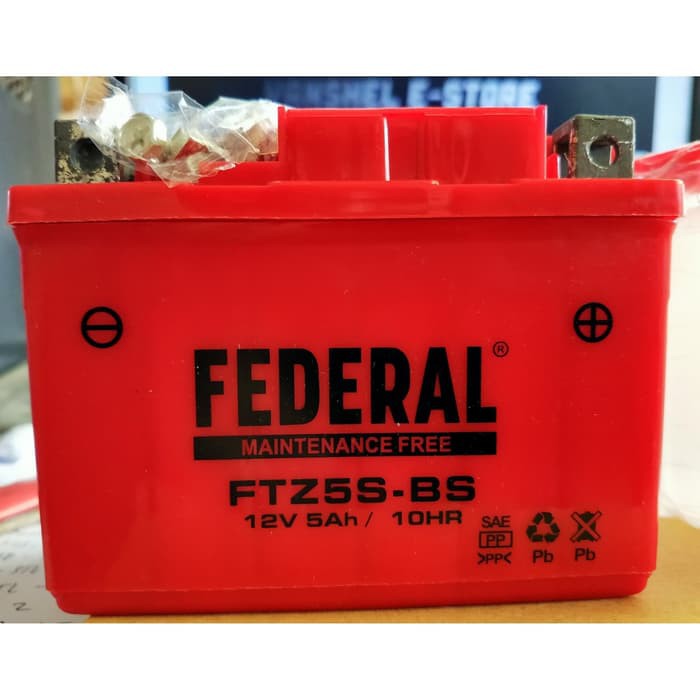 FEDERAL FTZ5S-BS Kapasitas : 5 Ah (SUBTITUSI GS ASTRA GTZ-5S, GTZ5S)