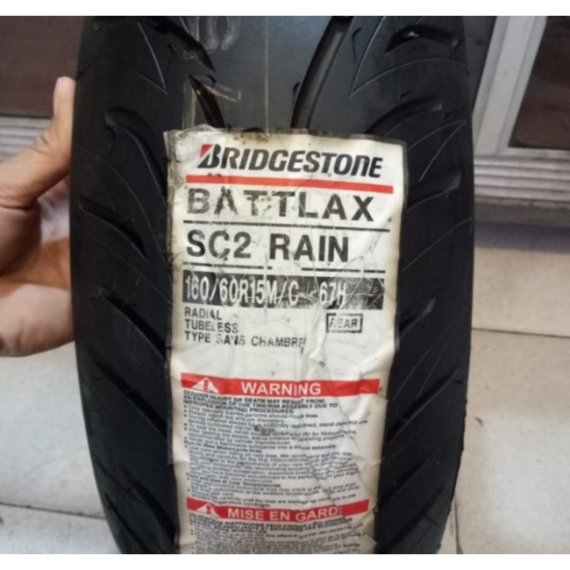 ban luar Bridgestone battlax SC2 RAIN UKuran 160/60-15 ban belakang tubeless
