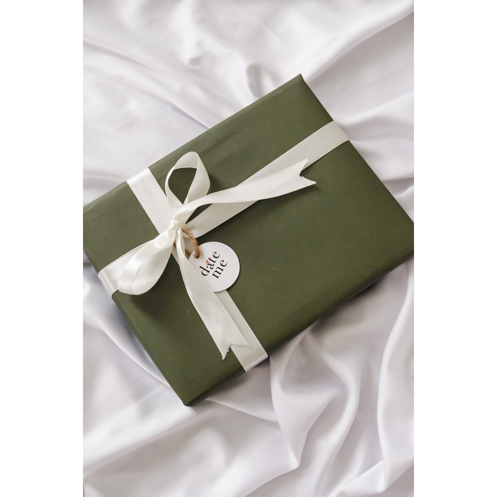 

Green Wrap & Ribbon with Greeting Card, Tag, Custom Notes