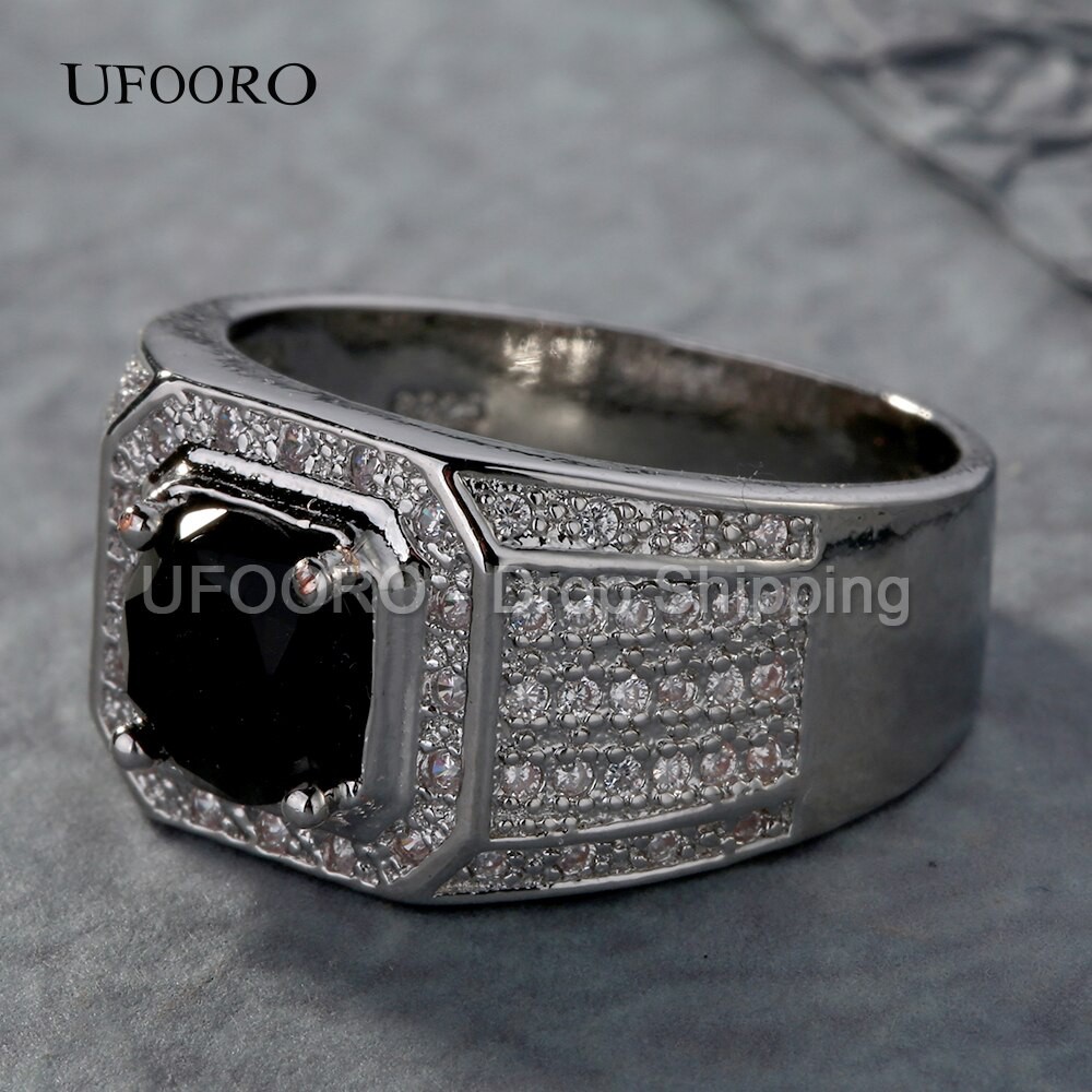 Cincin Pria Kasual Black Diamond Zircon Cubic JCP-011H