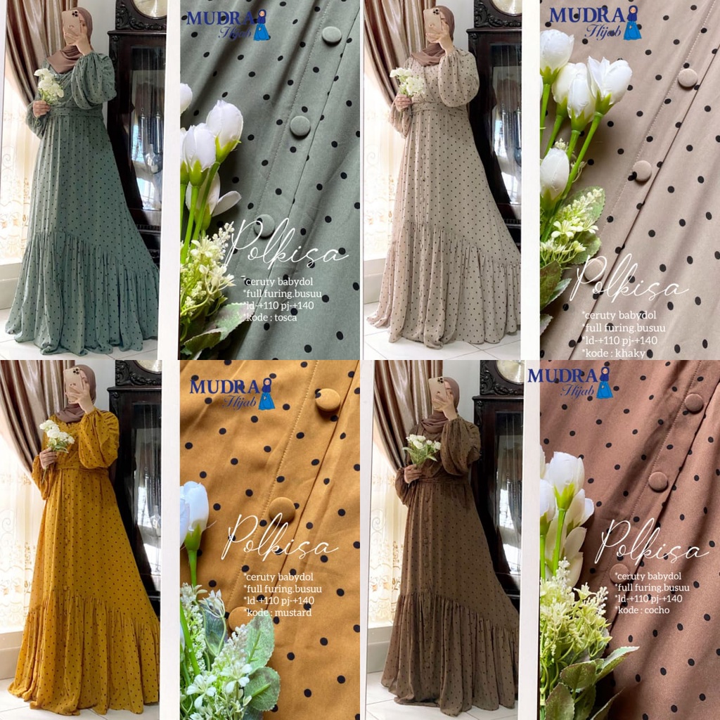 POLKISA BY MUDRA HIJAB - GAMIS CERUTY BABY DOLL FULL FURING