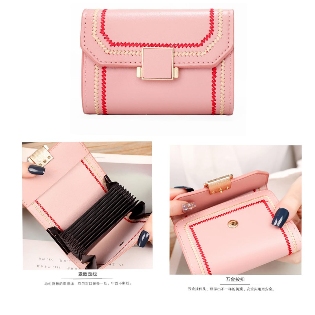 DOMPET IMPORT LIPAT WANITA EMPIRA MINI KULIT PENDEK KOREA SLOT PREMIUM KARTU KOIN MURAH IMPORT BATAM