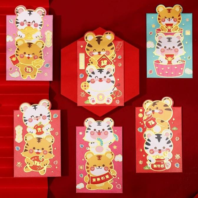 

><><><] angpao imlek 3D isi 6pcs / kertas angpau lucu / sincia