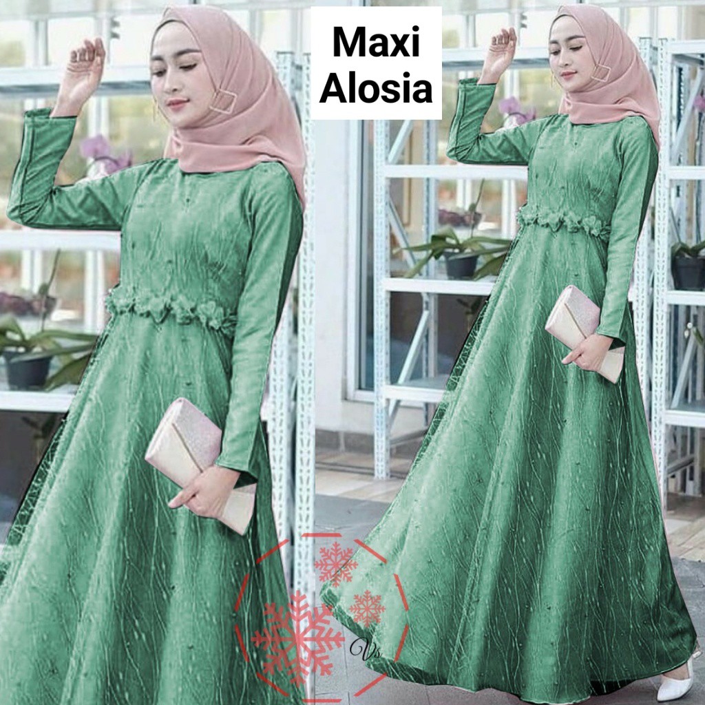 GAMIS BRUKAT MUTIARA MAXI ALOSIA / GAMIS PESTA / GAMIS MUSLIM KEKINIAN / GAMIS TERBARU PREMIUM